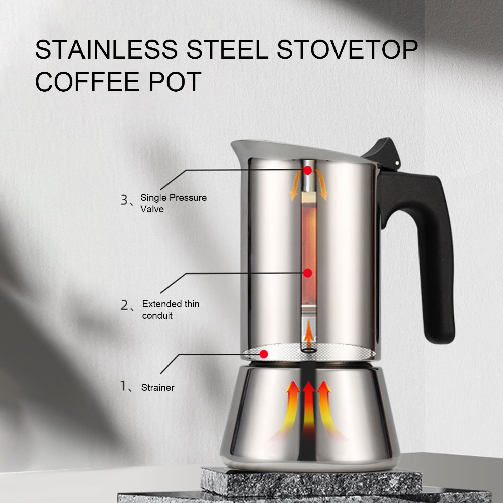 Moka Pot Stove - وعاء موكا من الفولاذ المقاوم للصدأ