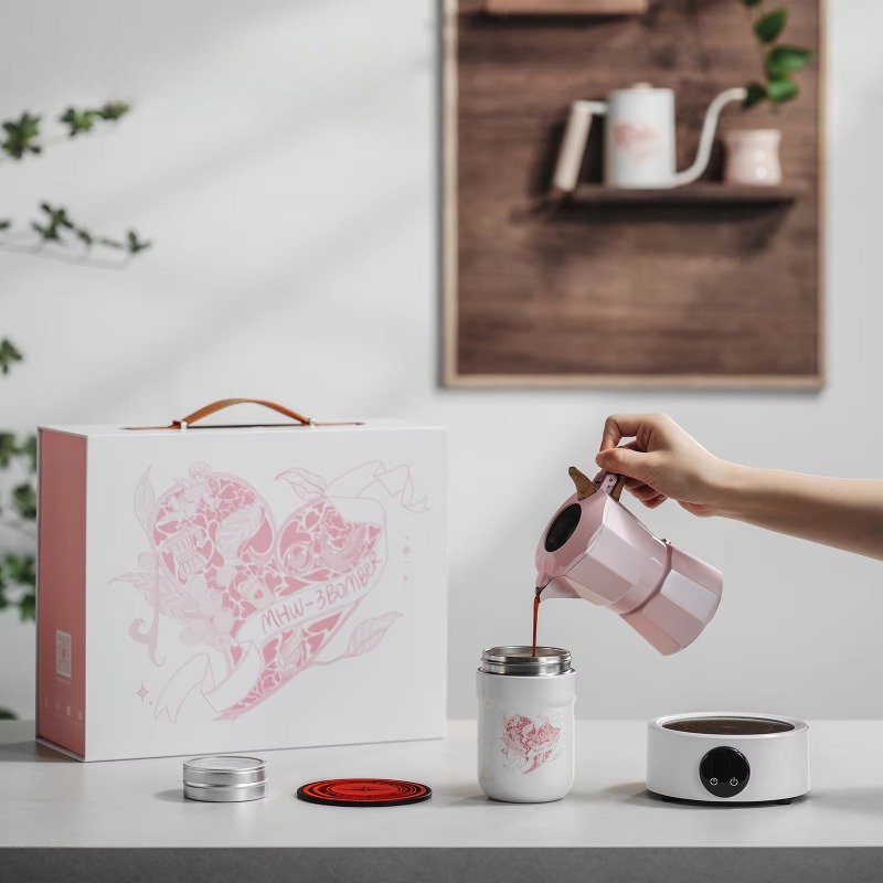 Moka Pot Stove - طقم إسبريسو موكا MHW-3BOMBER مع كوب