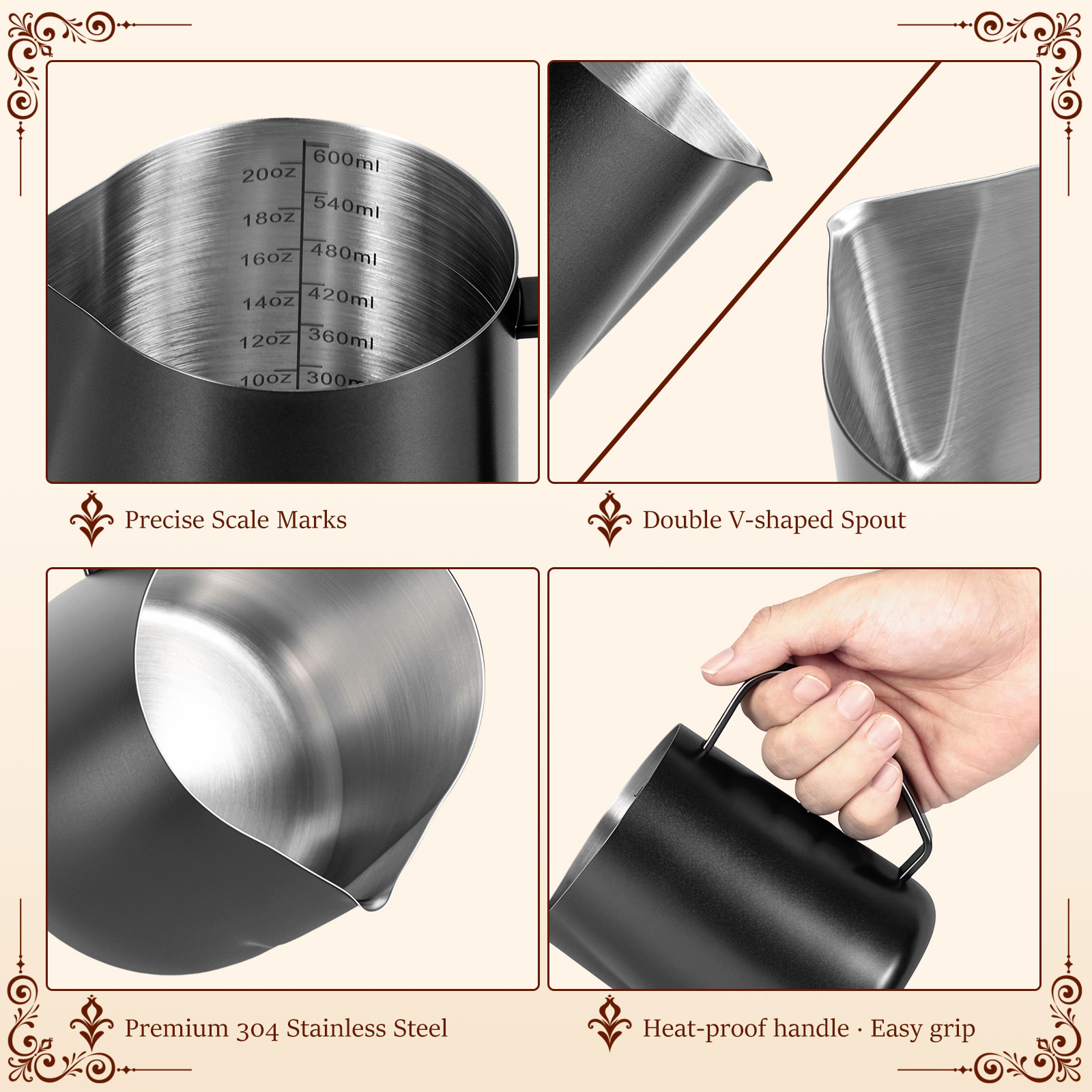 إبريق رغوة الحليب من الفولاذ ا - مراجعة Barista Milk Jug وسعره