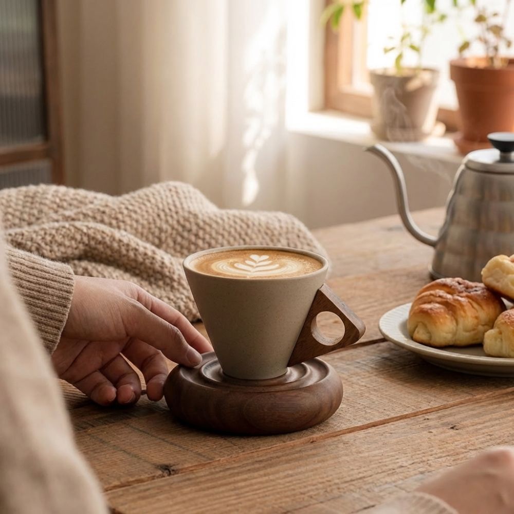 كوب سيراميك خشن مثلث الشكل بتص - مراجعة Xbloom Coffee Tea وسعره