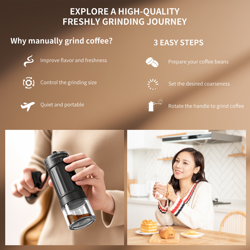 مطحنة قهوة يدوية محمولة للاستخ - مراجعة Burr Hand Grinder وسعره